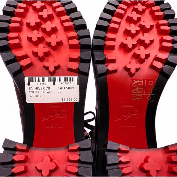 Christian Louboutin EN HIVER 70 Leather Combat Boots with Quilted Collar - Picture 13 of 13